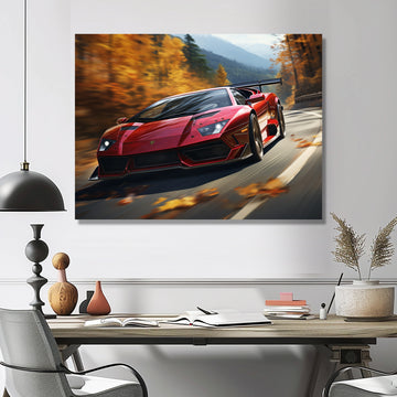 Lamborghini Diablo Highway Red - Car Exotic Canvas Wall Art